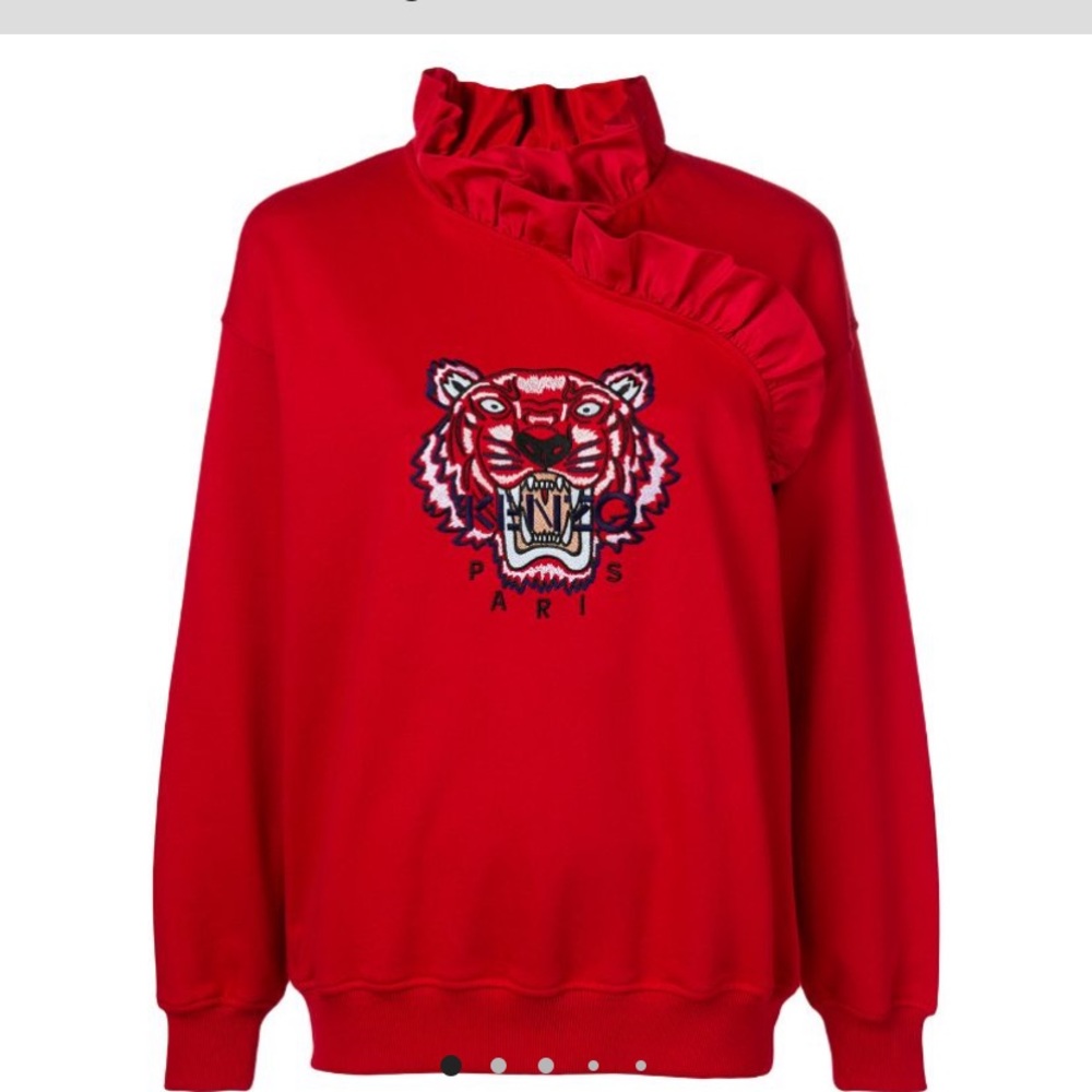 Kenzo ruffled tiger embroidery sweatshirt